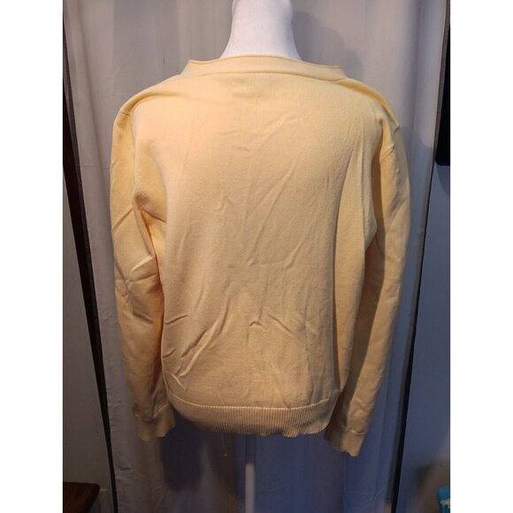 J Jill Cardigan Sweater Womens Size L Yellow Button Up Scoop Neck Knit‎ Pockets - Picture 4 of 10